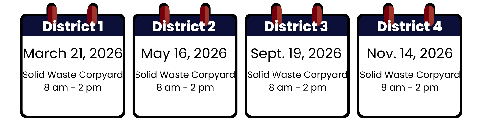 District Cleanups 2026 schedule