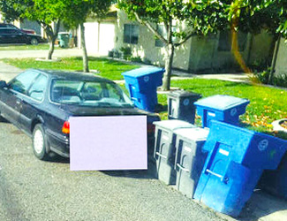 Waste bins too close to a car